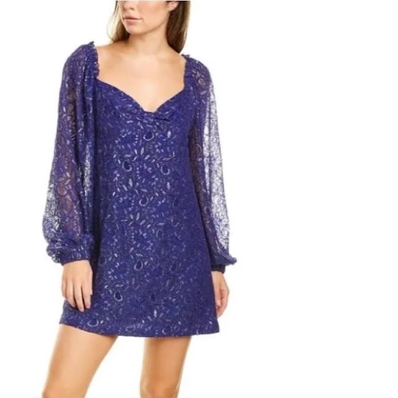 Endless Rose Dress Sz M Bonded Violet Lace Mini Special Event Cocktail Feminine - Picture 1 of 5